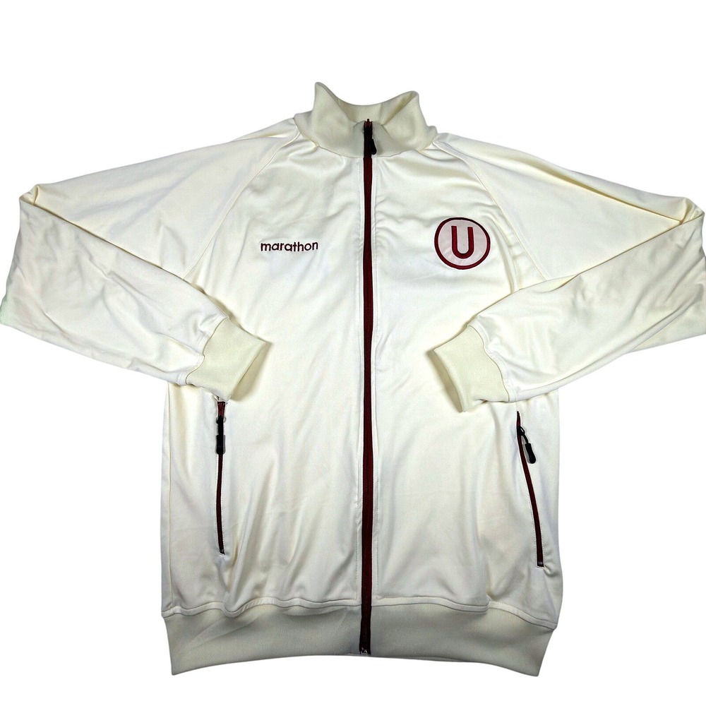 Marathon Club Universitario de Deportes Track Jacket Mens Large Cream Maroon Zip